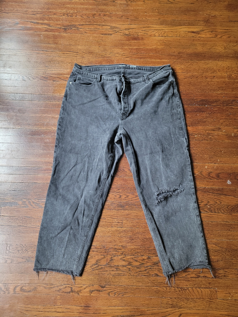 Old Navy Women's Washed Black Extra High-Rise Sky Hi Straight Jeans Sz 22 Casual
